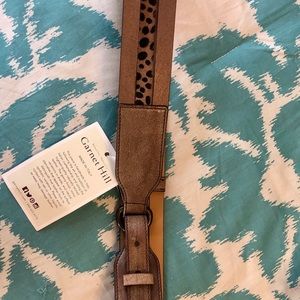 NEW Garnet Hill Tan/Leopard Italian Leather Belt L